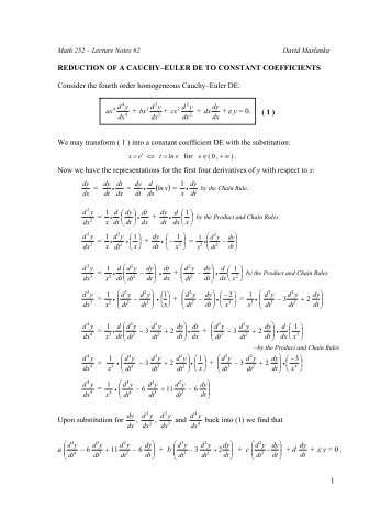 2 Lecture Notes on Cauchy-Euler DEs