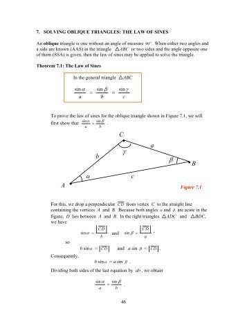 Section 7: Solving Oblique Triangles