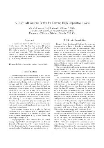 A Class-AB Output Buffer for Driving High Capacitive Loads