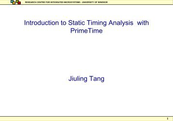 Introduction to Static Timing Analysis with Prime Time - Research ...