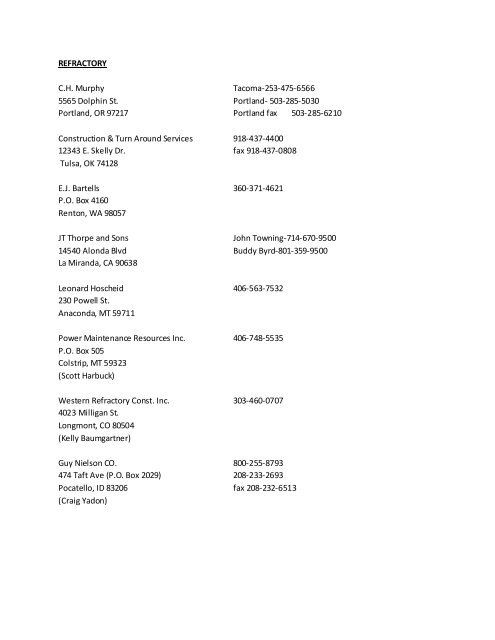 BAC Local 3 WA-ID-MT Montana Contractors List BILLINGS ...