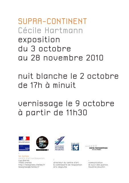 SUPRA-CONTINENT CÃ©cile Hartmann exposition du 3 octobre au ...