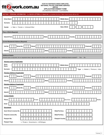 Police Check Form - Mornington Peninsula Shire Youth Services