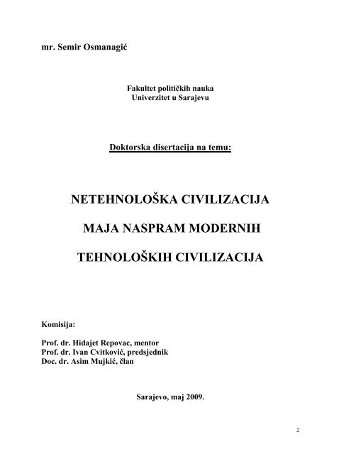 NETEHNOLOŠKA CIVILIZACIJA MAJA NASPRAM MODERNIH TEHNOLOŠKIH CIVILIZACIJA