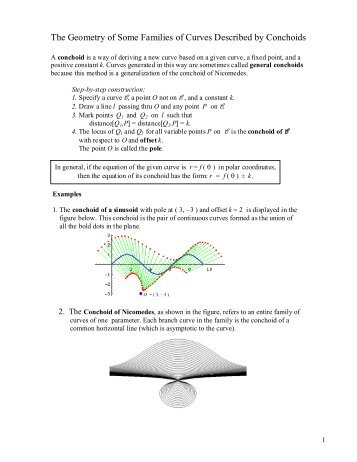 Geometry of Families of Curves Described by Conchoids