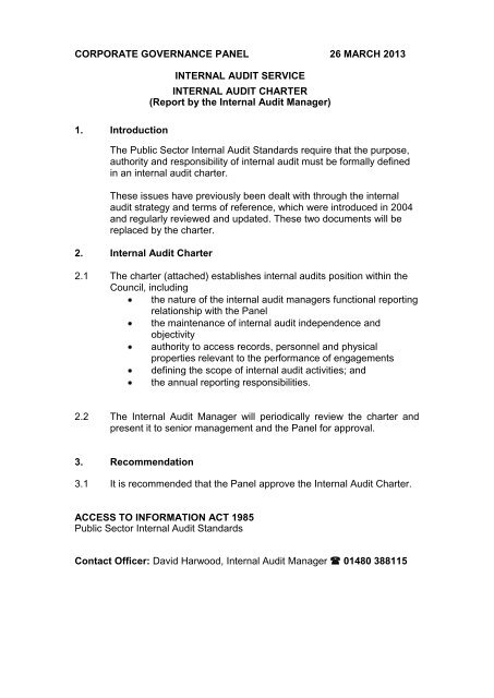 Internal Audit Service: Internal Audit Charter PDF 112 KB