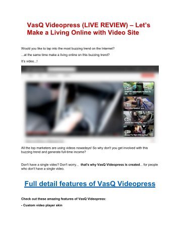 Demo review and +$9500 bonus of VasQ Videopress