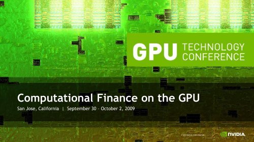 Computational Finance on the GPU