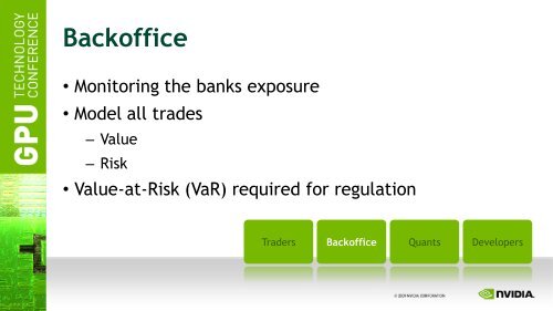 Computational Finance on the GPU