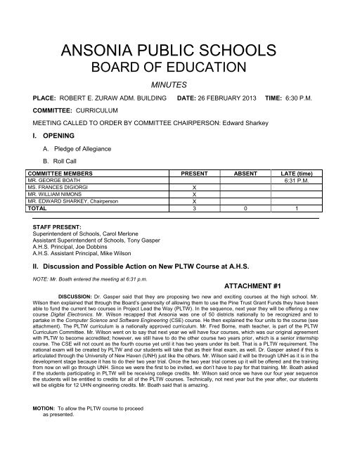 02-26-13 curriculum - Ansonia Public Schools