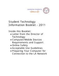 Student Technology Information Booklet - 2011 - Lawrence Academy