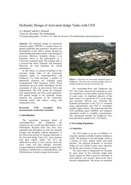 Hydraulic Design of Activated sludge Tanks with CFD - Tauw