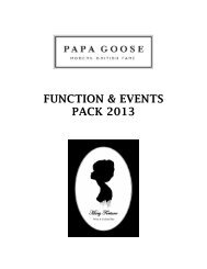 FUNCTION & EVENTS PACK 2013 - Papa Goose