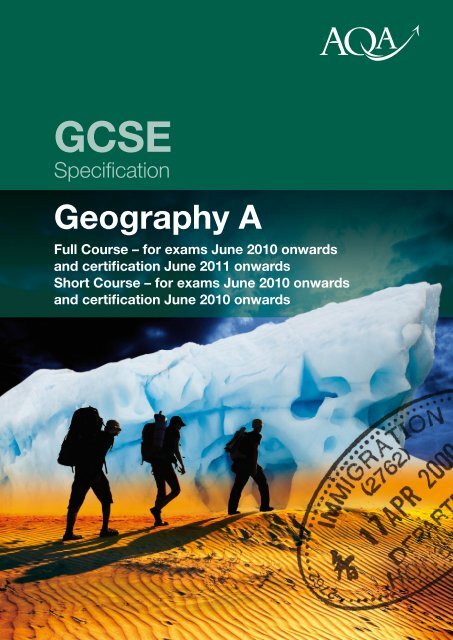 aqa geography coursework specification
