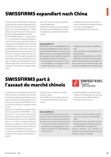 Magazin Berner Wirtschaft 03/2011 - Handels- und Industrieverein ...