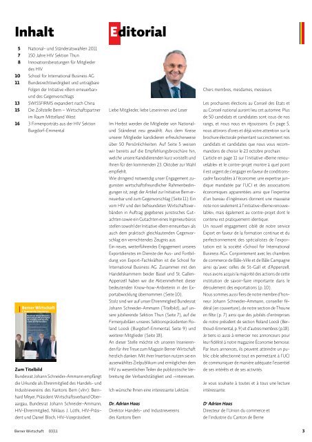 Magazin Berner Wirtschaft 03/2011 - Handels- und Industrieverein ...