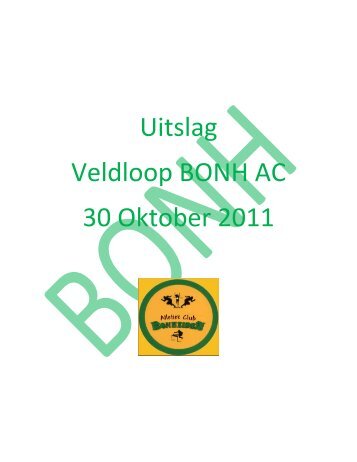 Uitslag Veldloop BONH AC 30 Oktober 2011 - AVKA