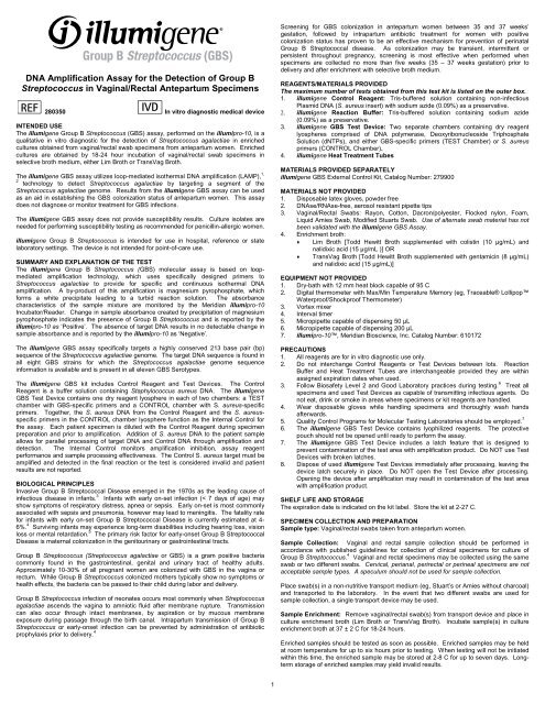 DNA Amplification Assay for the Detection of Group B Streptococcus ...