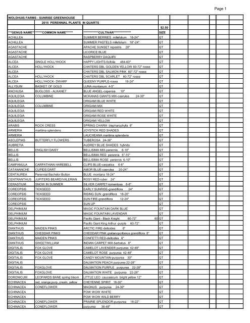 download plant list in pdf - Woldhuis Farms Sunrise Greenhouse