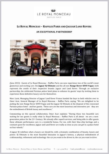 raffles paris and jaguar land rover - Le Royal Monceau
