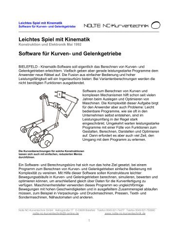 Leichtes Spiel mit Kinematik Software für Kurven- und Gelenkgetriebe