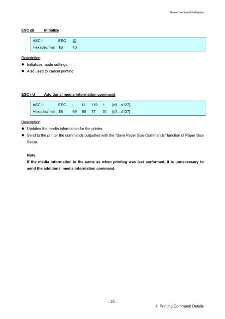 Software Developer's Manual Raster Command Reference RJ-4030 ...