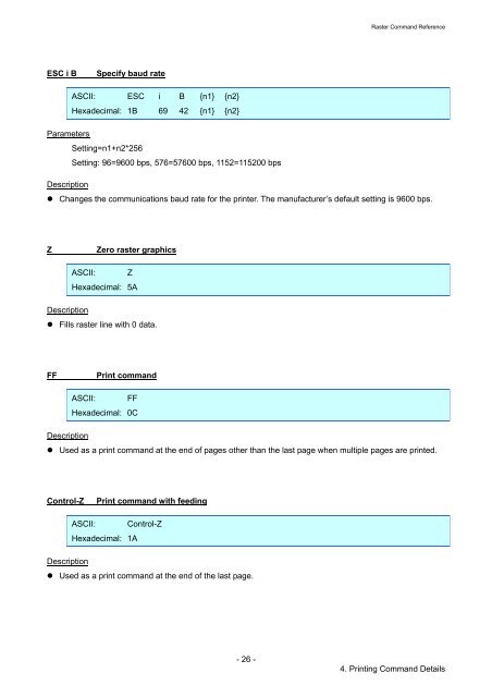 Software Developer's Manual Raster Command Reference RJ-4030 ...