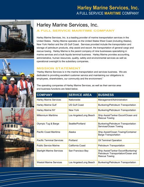 Harley Marine Services, Inc.