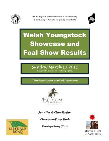 Welsh Youngstock Showcase and Foal Show Results - The Welsh ...