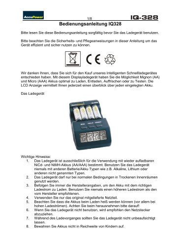 Bedienungsanleitung IQ328-V01 - Accu Power