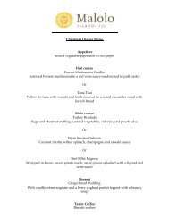 Christmas Dinner Menu - Malolo Island Resort