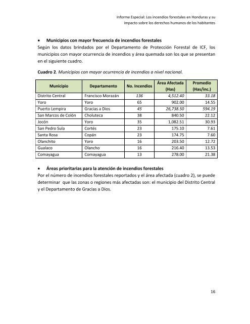 Informe Especial INCENDIOS FORESTALES marzo 2015