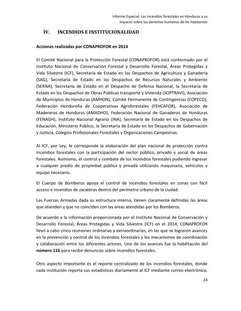 Informe Especial INCENDIOS FORESTALES marzo 2015