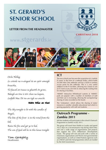 Headmaster's Christmas Newsletter 2010 - St. Gerard's School