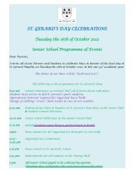 St. Gerard's Day Celebrations Senior School Parent Letter 2012