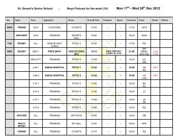 Boys Sports FixturesResults 2012-13 - St. Gerard's School