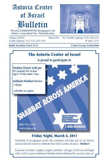 March 2011 (PDF) - Astoria Center of Israel