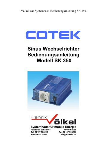 Cotek Sinus Wechselrichter SK 350.pdf - Henrik VÃ¶lkel â¢ Das ...