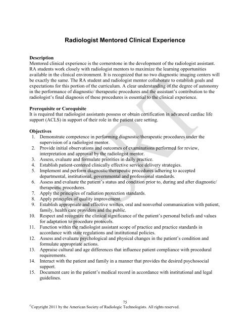 Radiologist Assistant Curriculum - American Society of Radiologic ...