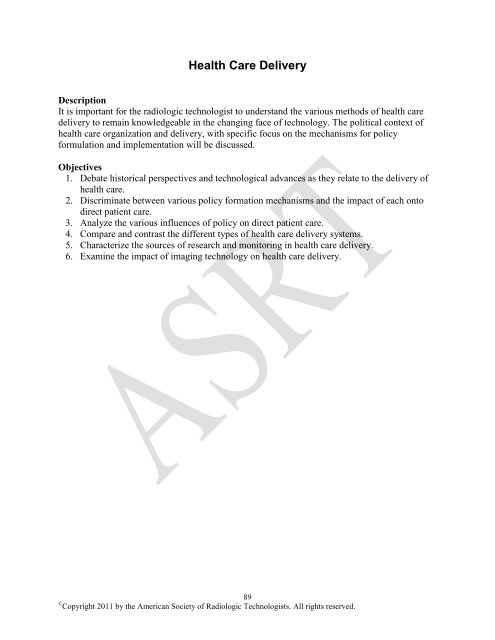 Radiologist Assistant Curriculum - American Society of Radiologic ...