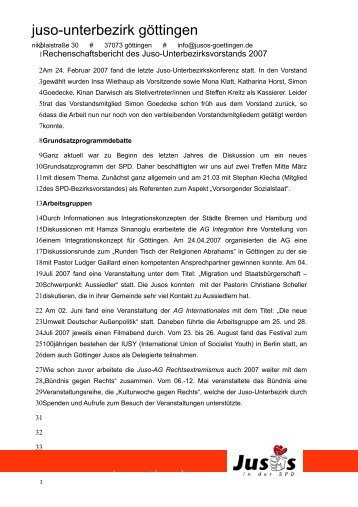 Rechenschaftsbericht des Juso-Unterbezirksvorstands 2007 - Jusos ...
