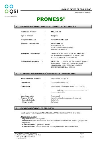 Hoja de Seguridad PROMESS - Qsi