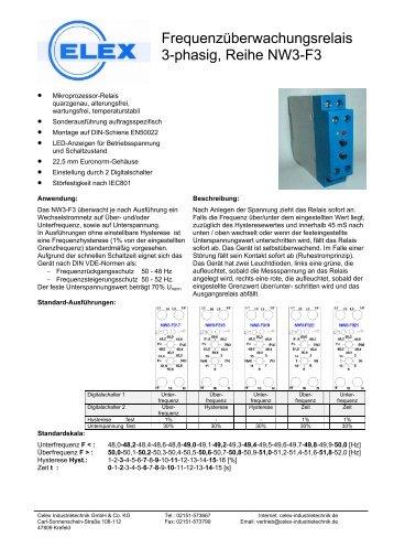 Frequenzüberwachungsrelais 3-phasig, Reihe NW3-F3