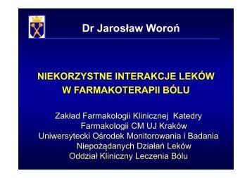 Niekorzystne interakcje lekÃ³w w farmakoterapii bÃ³lu [1,57 MB].