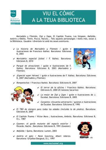 vive el cÃ³mic en tu biblioteca - Mutxamel