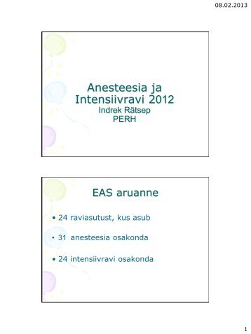 2012 - Eesti Anestesioloogide selts