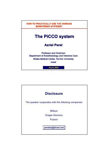 The PiCCO system The PiCCO system