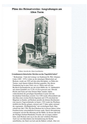PlÃ¤ne des Heimatvereins: Ausgrabungen am Alten Turm