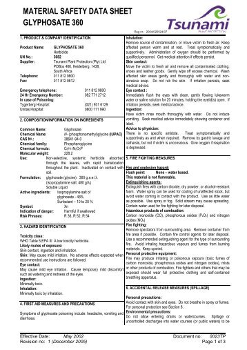 MSDS Glyphosate 360 - Bush Encroachment