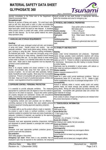 MSDS Glyphosate 360 - Bush Encroachment